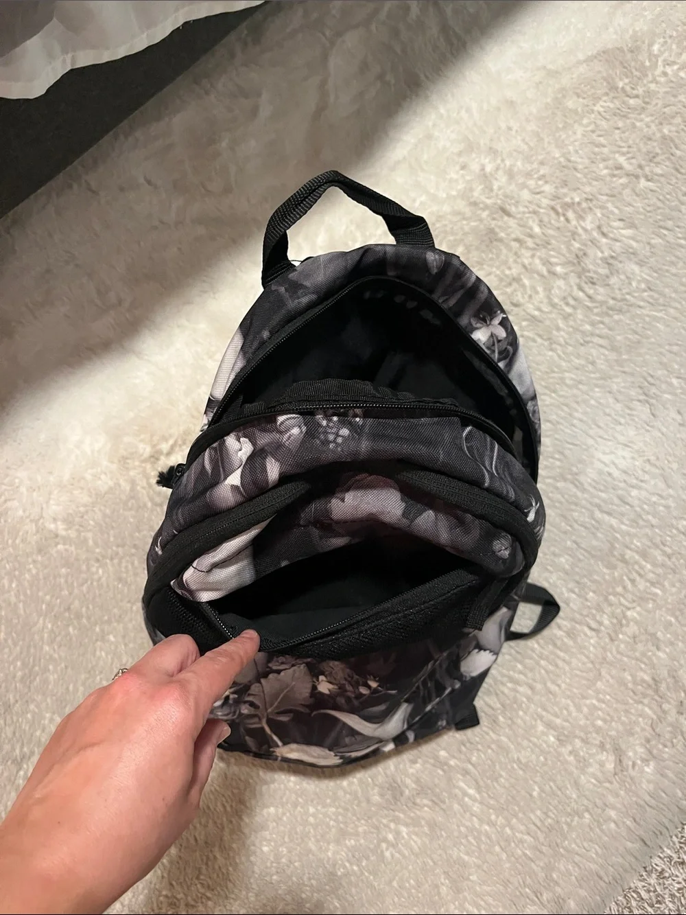Nike Floral Print Backpack - Black and Purple Tones